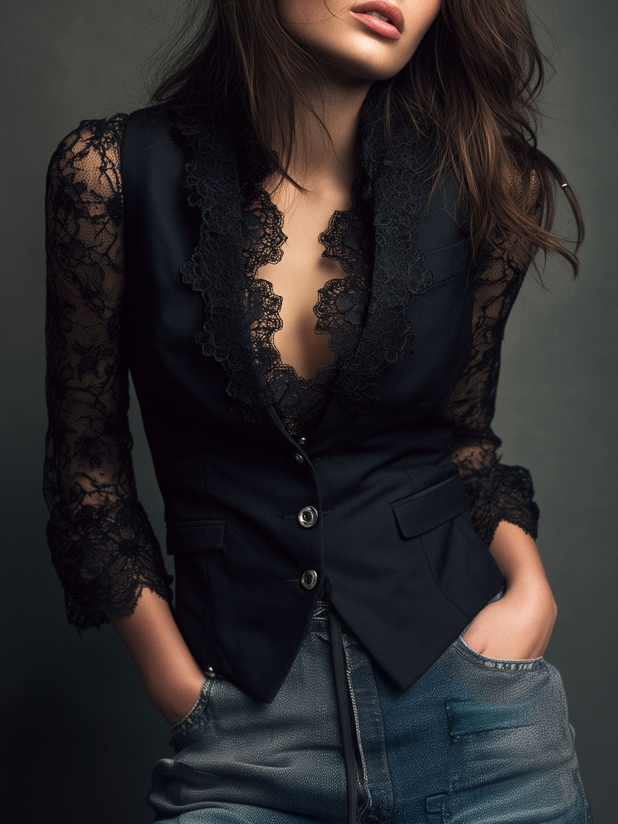 Paula | Blazer elegante con mangas semitransparentes