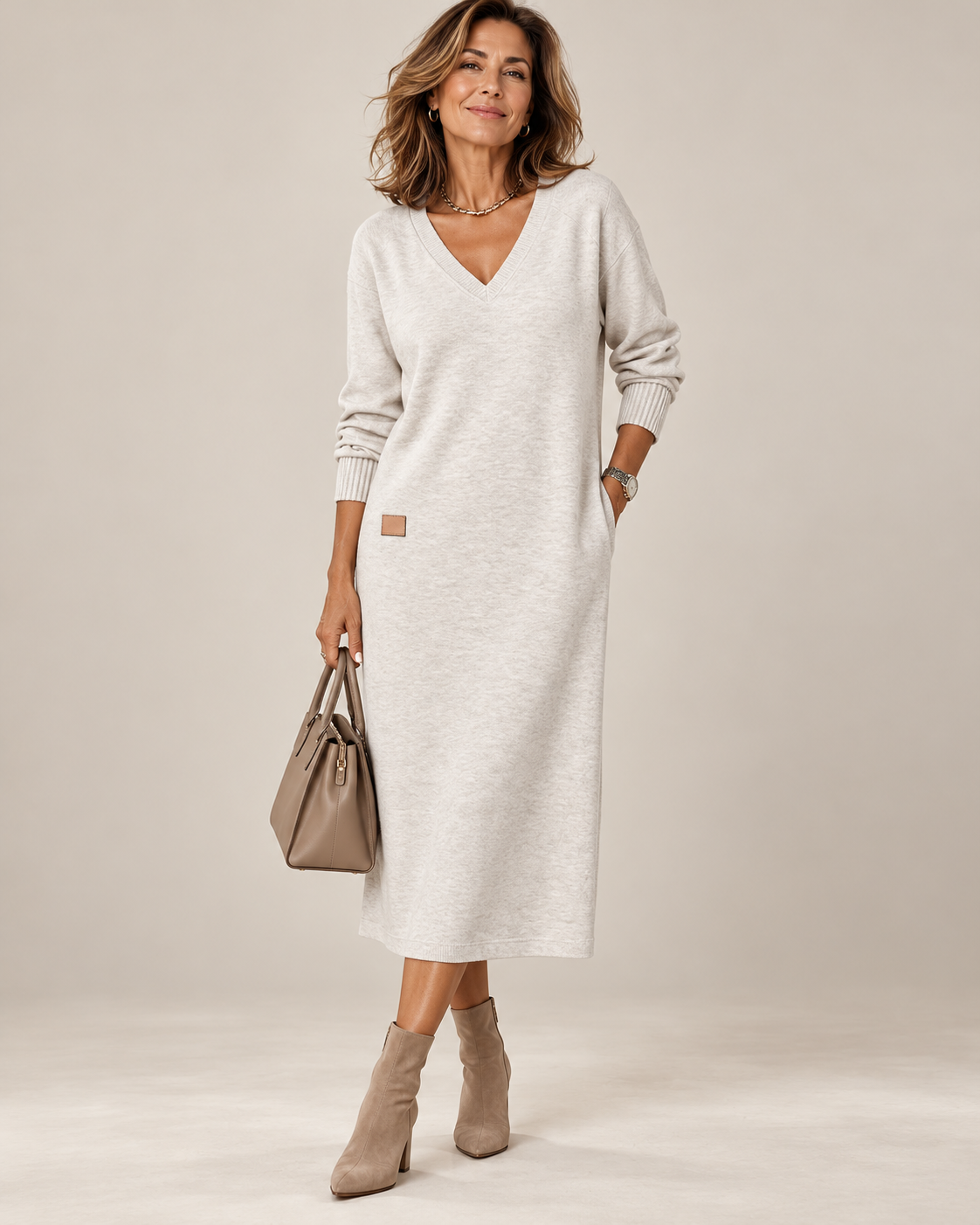 Lucía | Vestido midi suave con escote en V