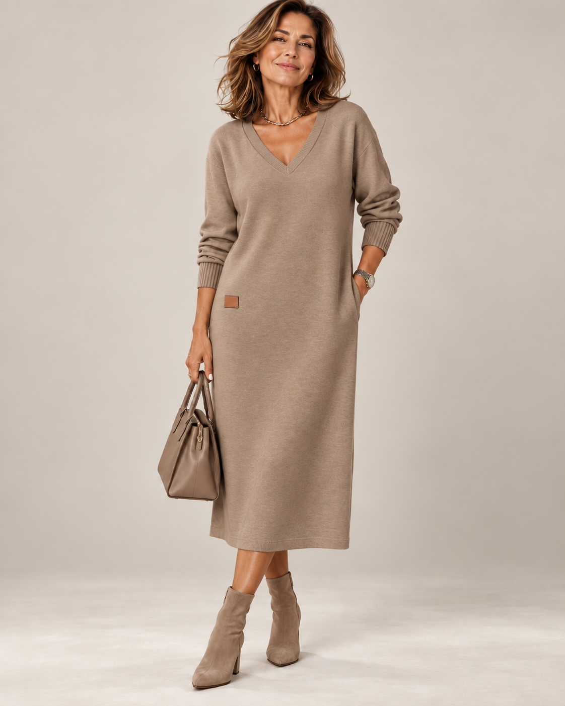 Lucía | Vestido midi suave con escote en V
