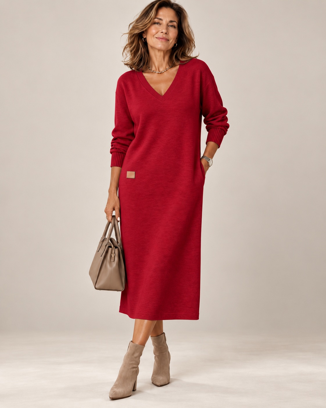 Lucía | Vestido midi suave con escote en V