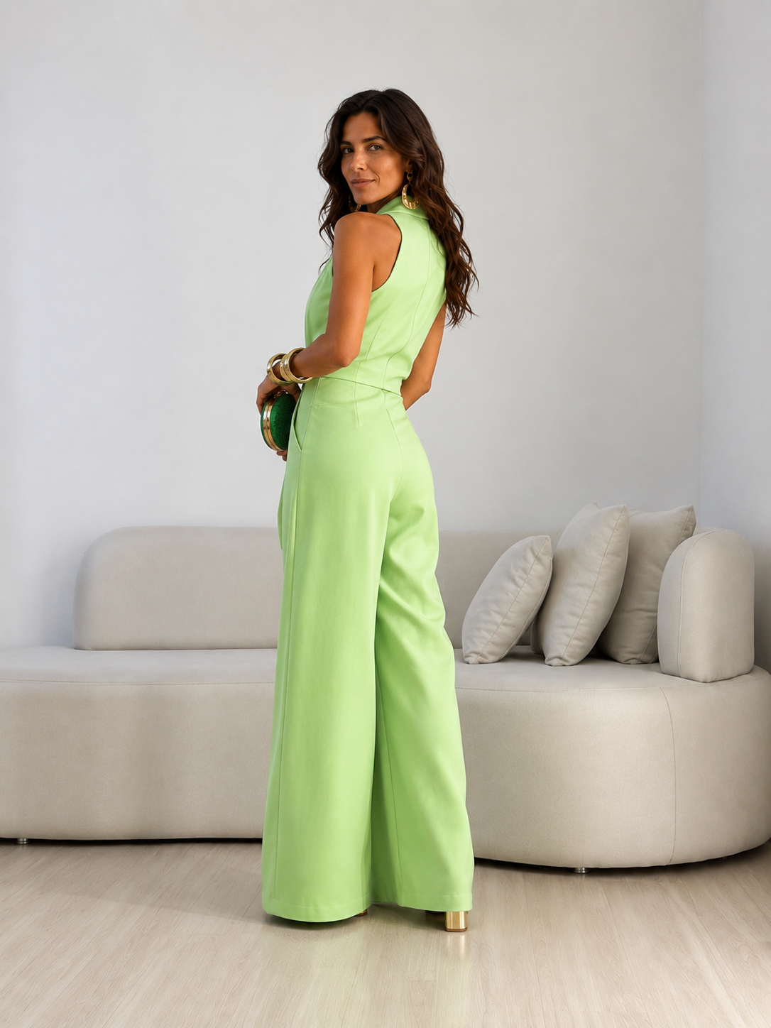 Valentina | Halter jumpsuit with front tie and wide-leg palazzo cut