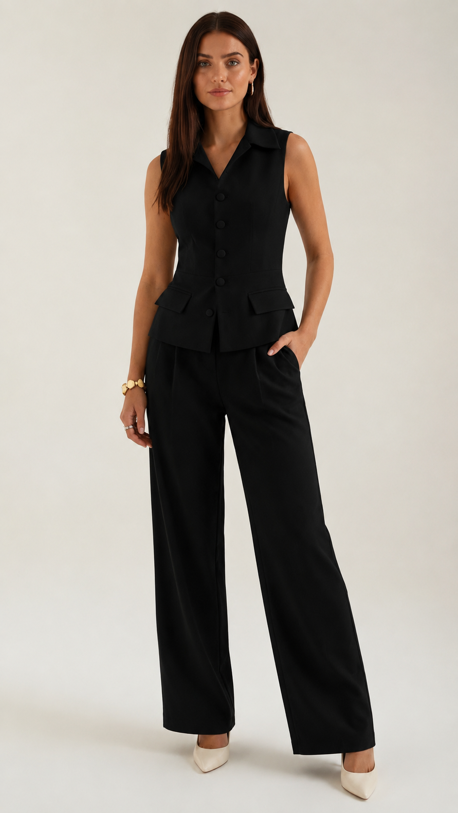 Annie | Women's V-neck Two-Piece Elegant Suit