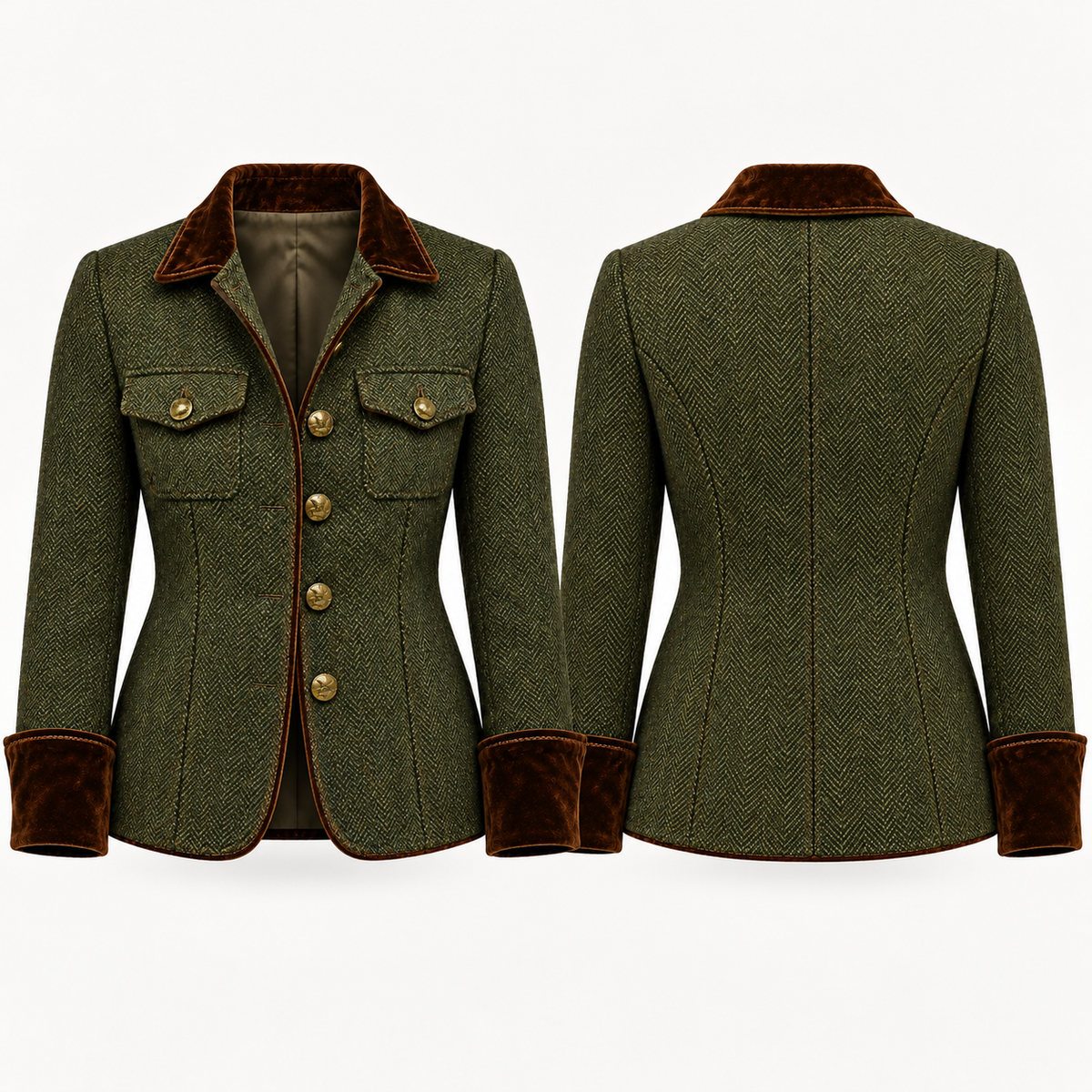 Dolores - Blazer de Sarga con Ribete en Contraste