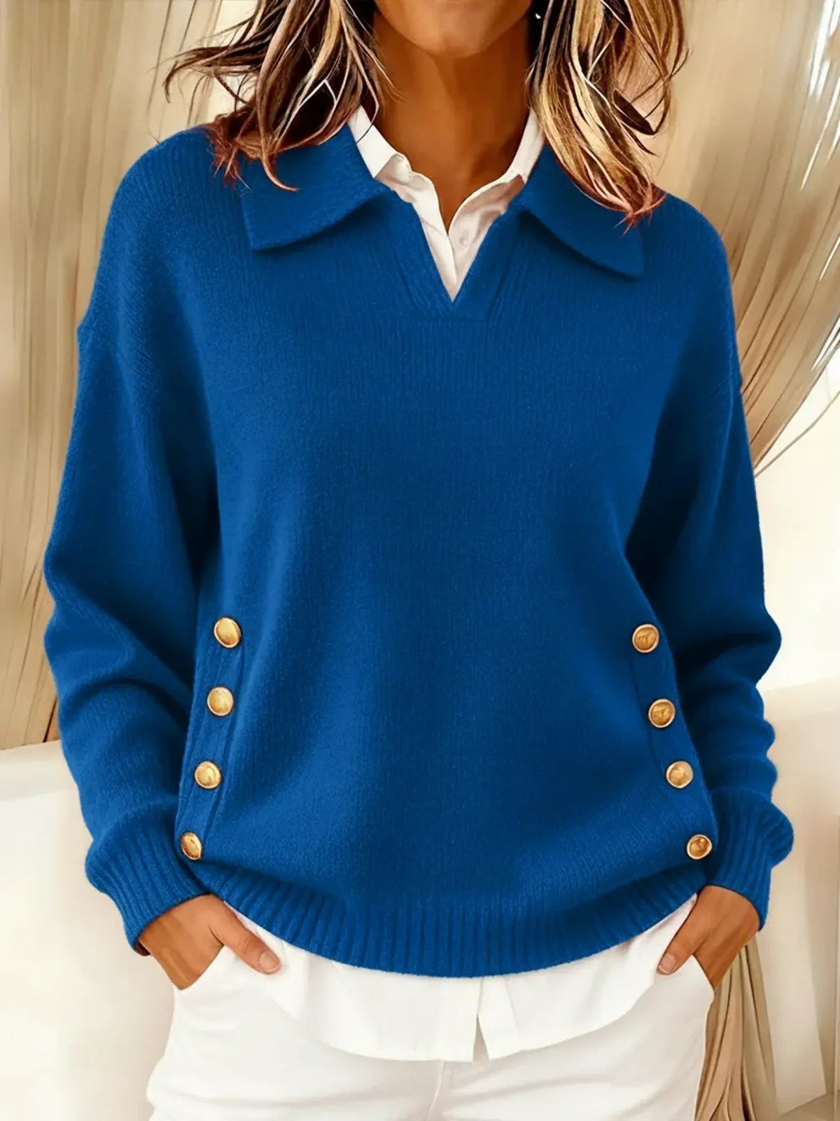 Montserrat Gold Button Jumper