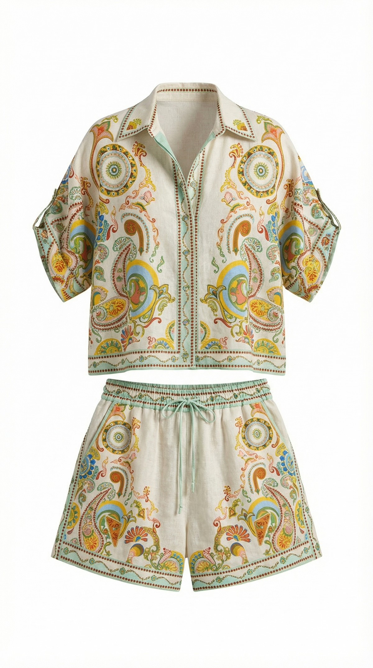 'Brenda' Boho Set: Printed T-shirt and Shorts