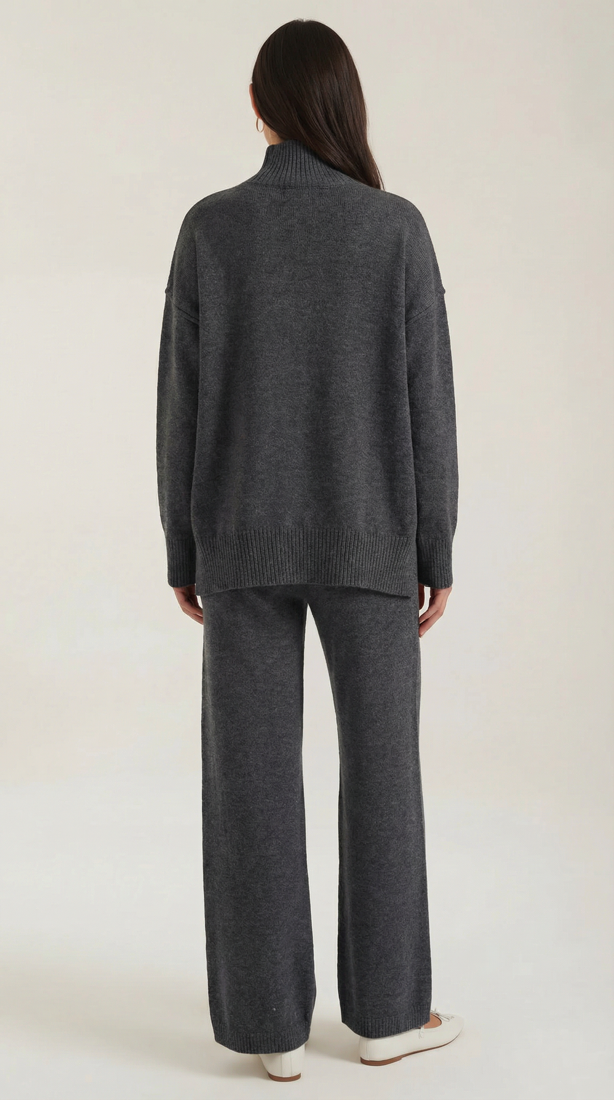 Turtleneck knit sweater and jeans set