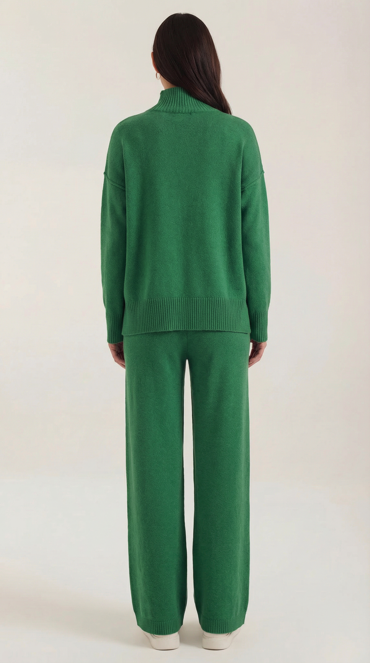 Turtleneck knit sweater and jeans set