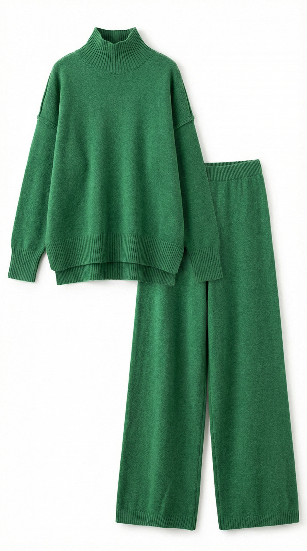 Turtleneck knit sweater and jeans set