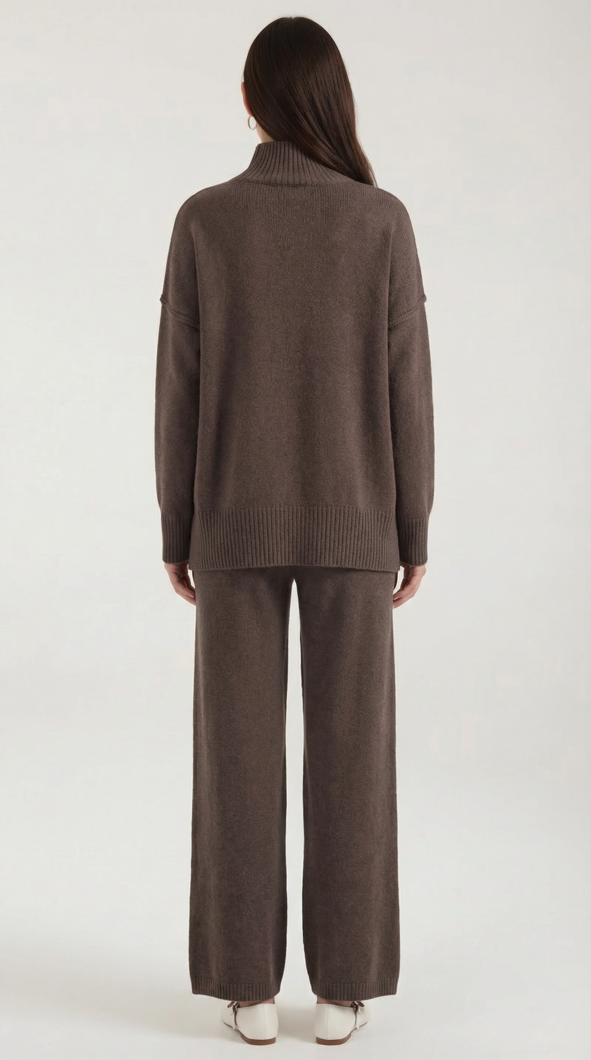 Turtleneck knit sweater and jeans set