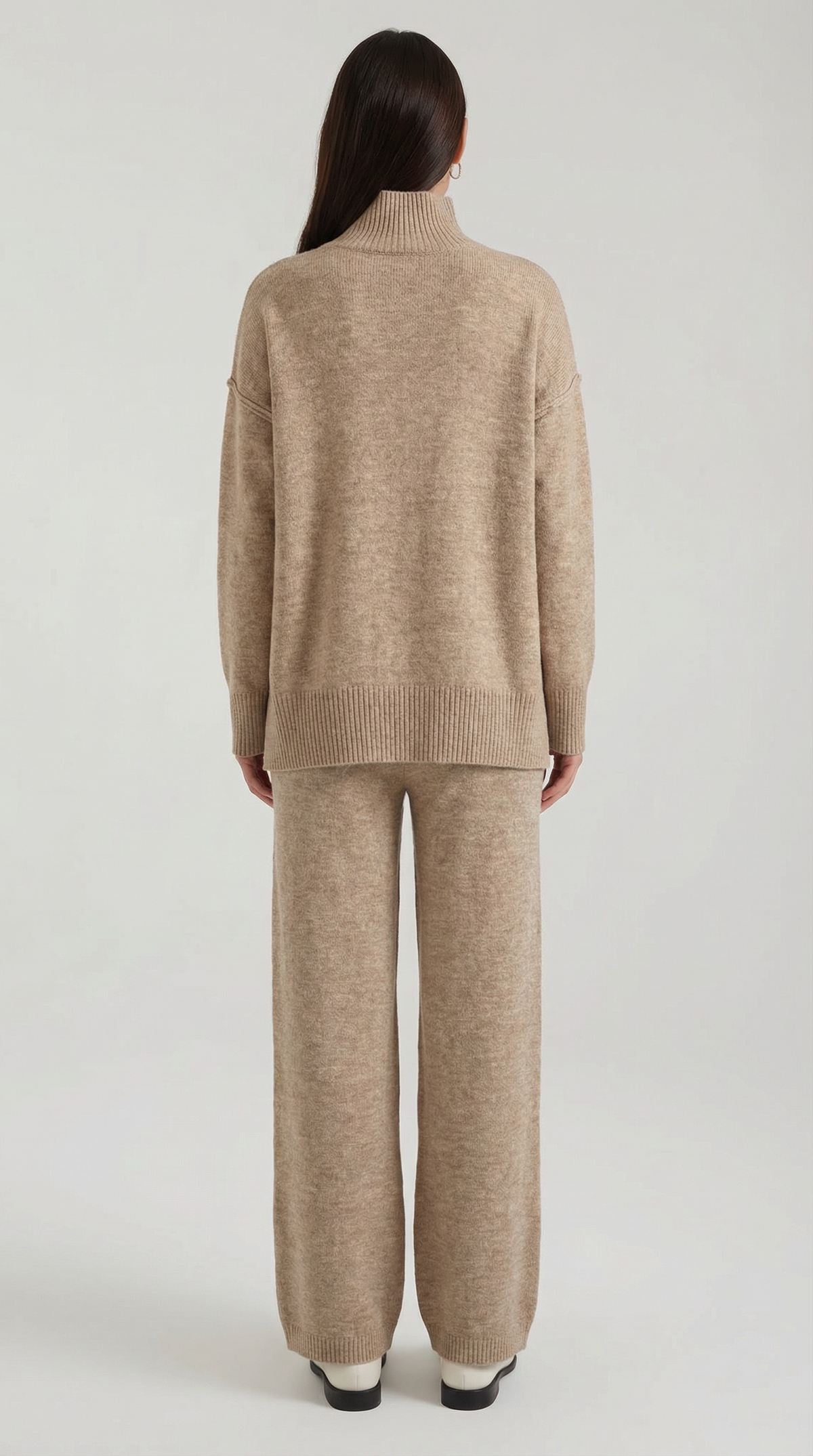 Turtleneck knit sweater and jeans set