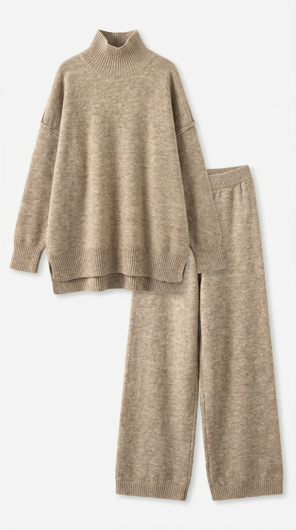 Turtleneck knit sweater and jeans set