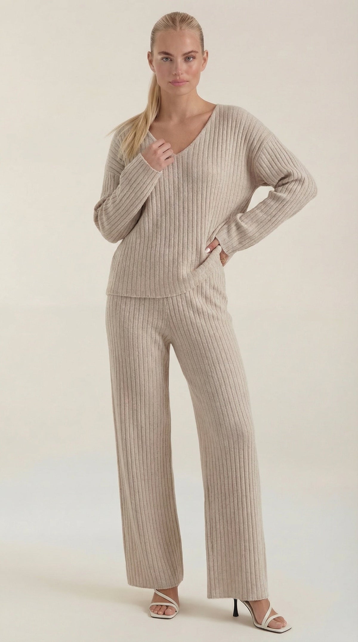 Matilda Textured V-Neck Knit Set