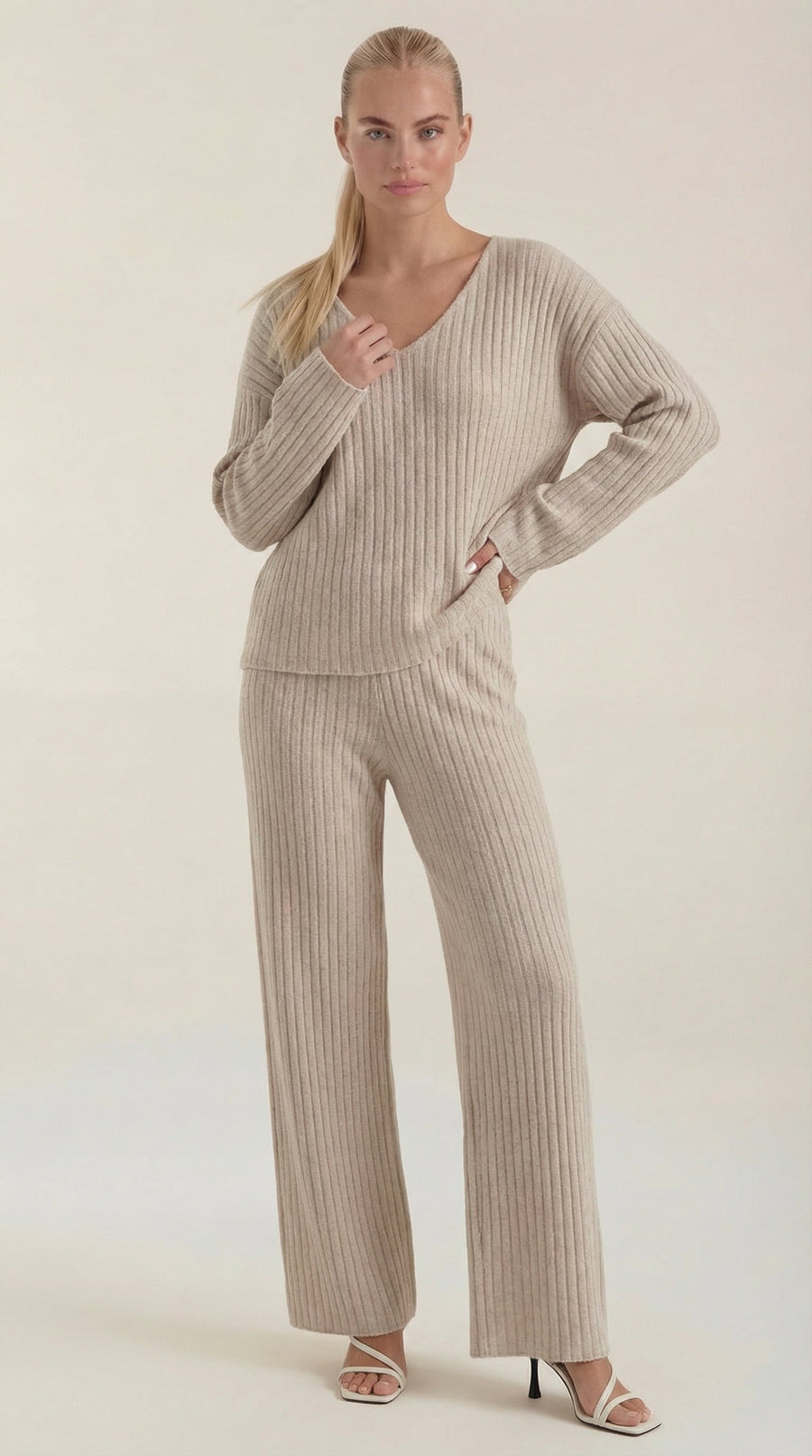 Matilda Textured V-Neck Knit Set
