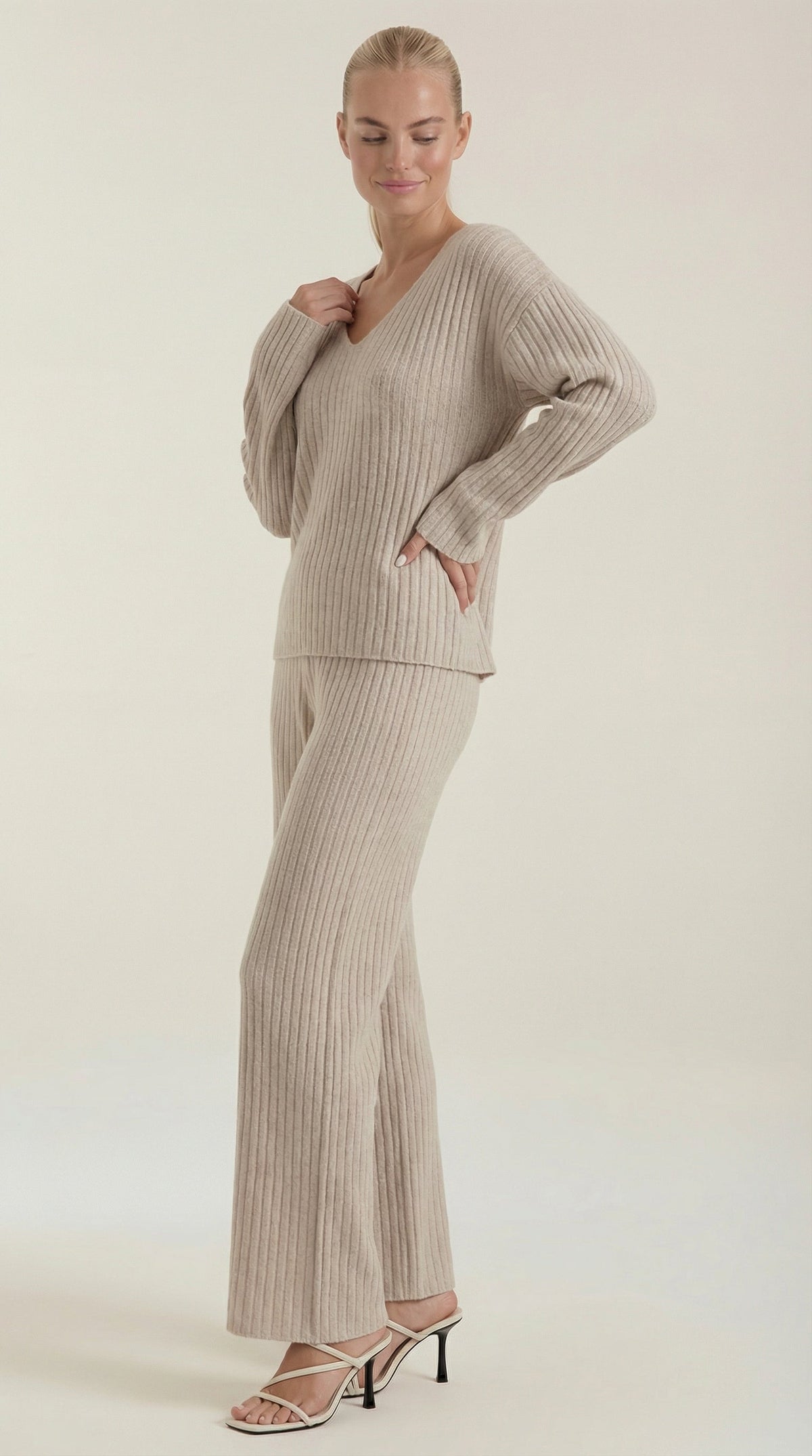 Matilda Textured V-Neck Knit Set